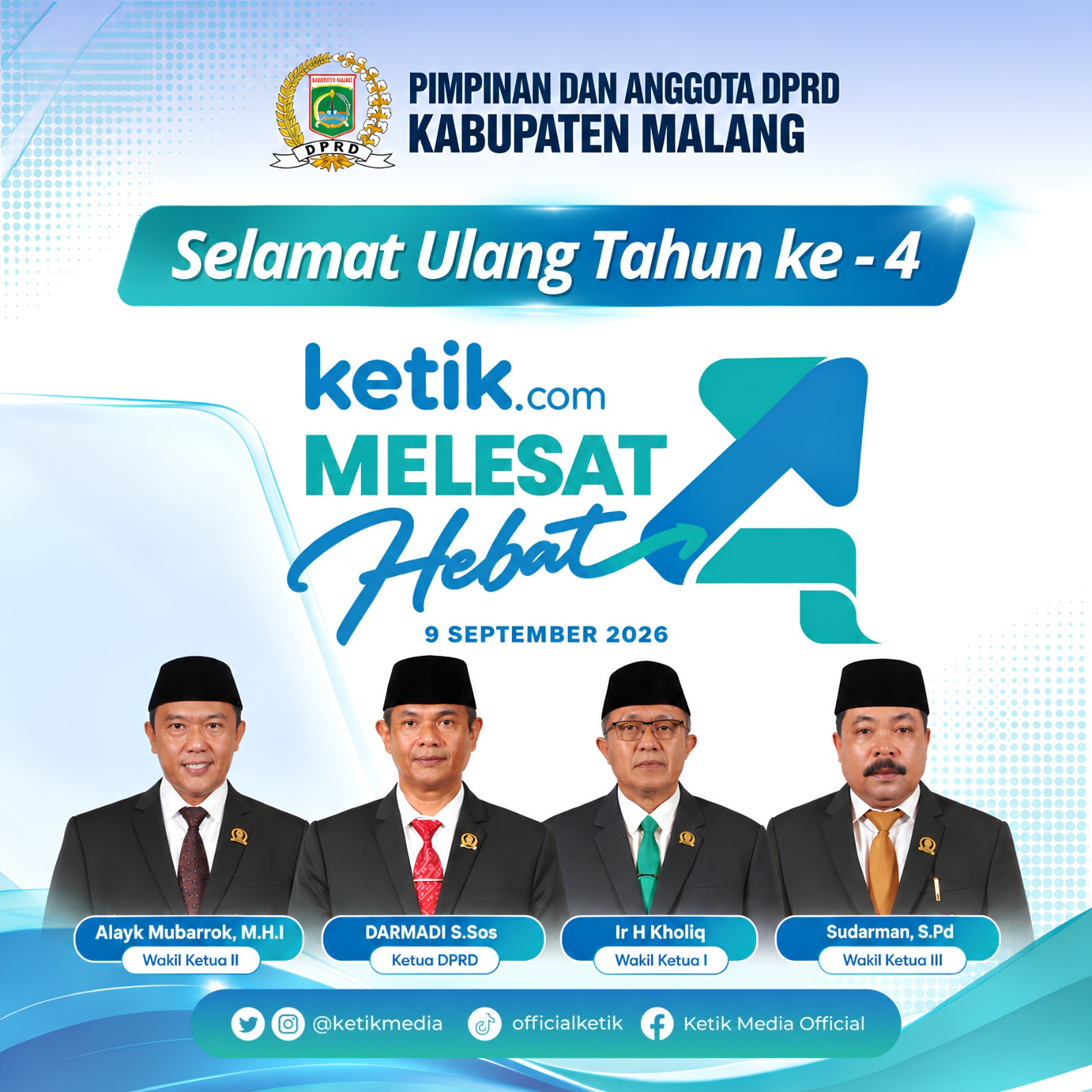 Ucapan Selamat Ulang Tahun ke-4 Ketik.com oleh Pimpinan dan Anggota DPRD Kabupaten Malang
