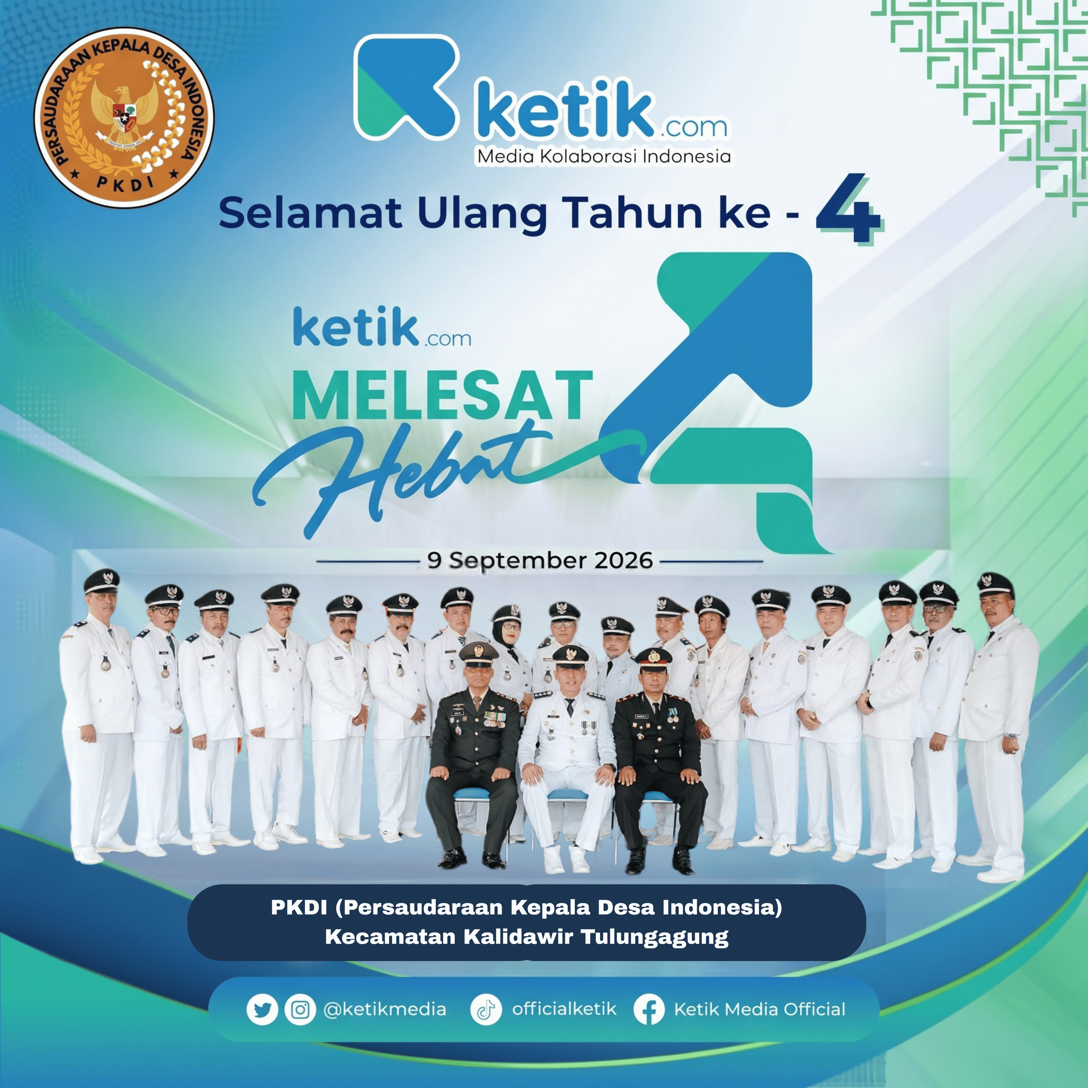 Ucapan HUT ke-4 Ketik.com oleh Persaudaraan Kepala Desa Indonesia (PKDI)  Kecamatan Kalidawur Tulungagung