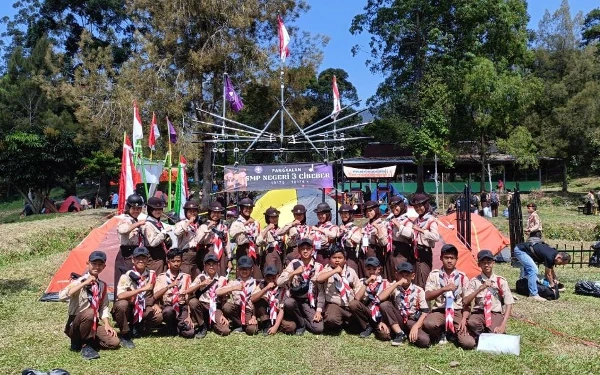 Pasukan Embun Pagi Pramuka SMPN 3 Cibeber Cianjur Ikuti Jambore Tingkat Ranting