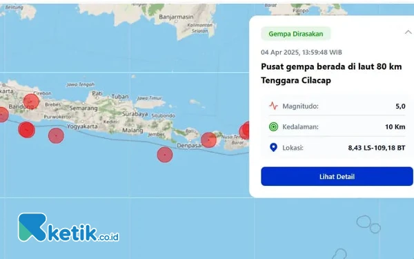 Thumbnail Berita - Cilacap Dilanda Gempa Magnitudo 5.0 Tak Berpotensi Tsunami, Warga Sempat Panik