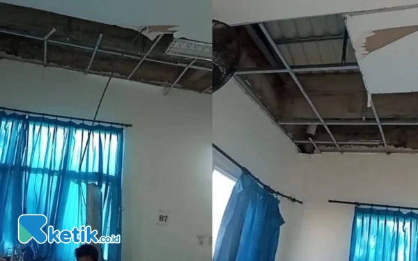 Thumbnail Berita - Belum Genap 2 Tahun Dibangun, Plafon Puskesmas Perak Jombang Ambrol Timpa Pasien