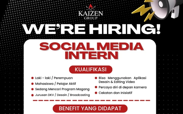 Thumbnail Kaizen Group Membuka Lowongan Magang, Simak Posisi dan Kualifikasinya