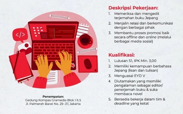 Thumbnail Gramedia Pustaka Utama Buka Loker untuk Posisi Copy Editor Fiksi