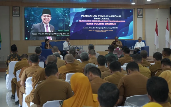 Thumbnail Berita - Bupati Asahan Ikuti Diskusi Panel Pemisahan Pemilu Nasional dan Lokal di Kabupaten Asahan