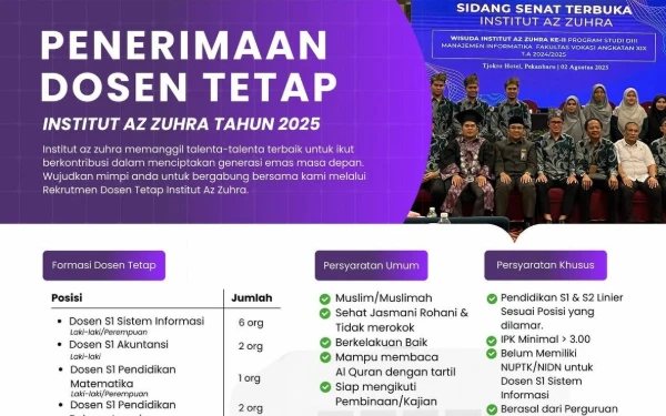 Thumbnail Institut Az Zuhra Membuka Penerimaan Dosen Tetap, Berikut Ketentuannya!