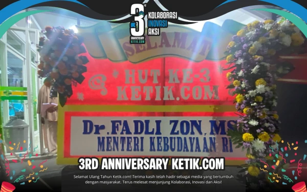 Thumbnail HUT Ke-3 Ketik Dibanjiri Karangan Bunga dari Pejabat dan Tokoh Nasional