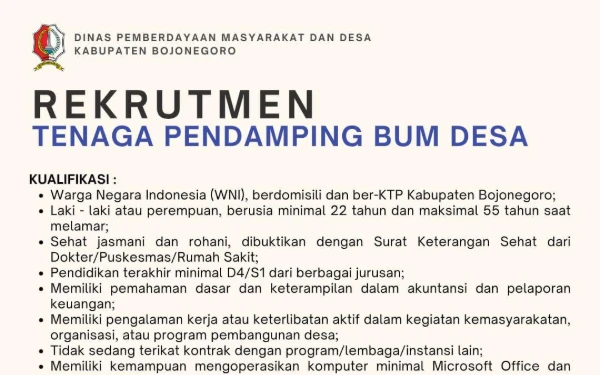 Thumbnail Pemkab Bojonegoro Mencari Tenaga Pendamping BUM Desa, Segera Daftar!
