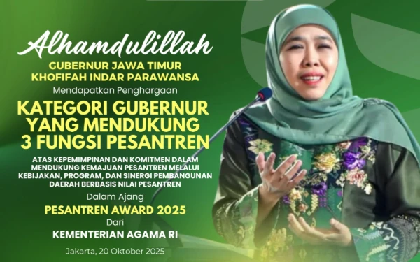 Thumbnail Gubernur Khofifah Raih Pesantren Award 2025, Sukses Sinergikan Program dengan Pesantren