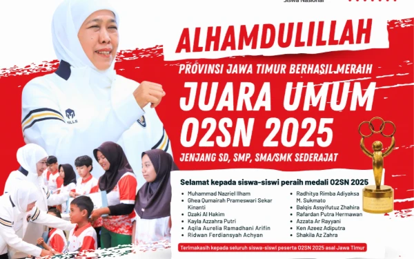 Thumbnail HEBAT! Juara Umum O2SN 2025, Gubernur Khofifah Buktikan Ekosistem Pendidikan dan Olahraga Jatim Terbaik