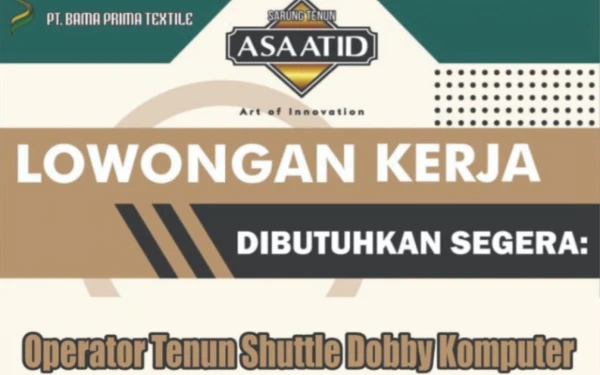 Thumbnail Berita - PT Bama Prima Textile Buka Lowongan Operator Tenun Shuttle Dobby Komputer, Minimal Ijazah SMP