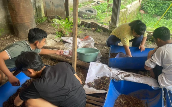 Ubah Sampah Dapur Jadi Bernilai, Mahasiswa UNESA Terapkan Budidaya Maggot BSF di Desa Wiyu
