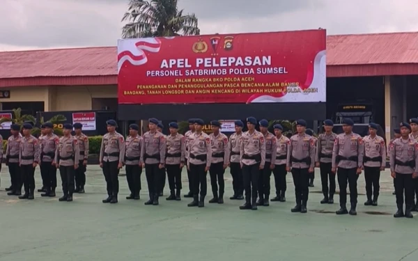 Thumbnail Bantu Pemulihan Banjir dan Longsor, 100 Personel Brimob Sumsel Dikirim ke Aceh