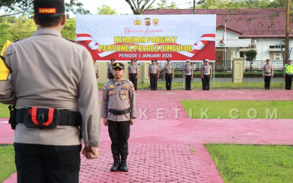 Thumbnail Berita - Polres Simeulue Gelar Upacara Laporan Kenaikan Pangkat Personel Periode 1 Januari 2026