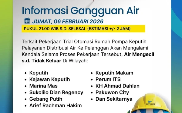 Thumbnail Berita - Pelanggan PDAM Merapat! Pekerjaan Trial Otomasi Rumah Pompa Keputih, Ini Wilayah Alami Gangguan Air
