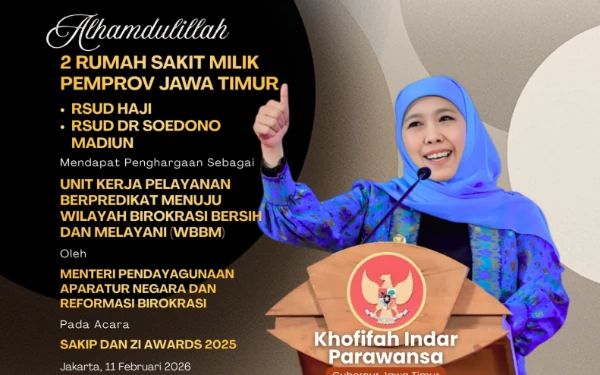 Thumbnail Berita - Dua RSUD Milik Pemprov Jatim Raih WBBM pada ZI Award 2025