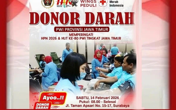 Rangkaian HPN 2026, PWI Jawa Timur Gelar Donor Darah Peringati HUT ke-80