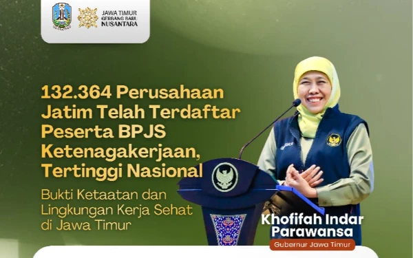 Thumbnail Berita - Gubernur Khofifah Bikin Bangga! Jatim Tertinggi Nasional Perusahaan Terbanyak Terdaftar BPJS Ketenagakerjaan