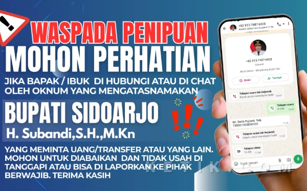 Thumbnail Berita - Nama Bupati Subandi Dicatut Penipu, Minta Transfer Rp 50 Juta