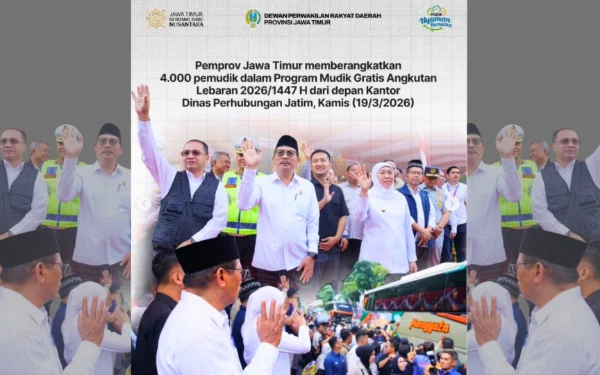 Thumbnail Berita - DPRD Jatim Berangkatkan 9.230 Pemudik dalam Program Mudik Gratis Lebaran 2026