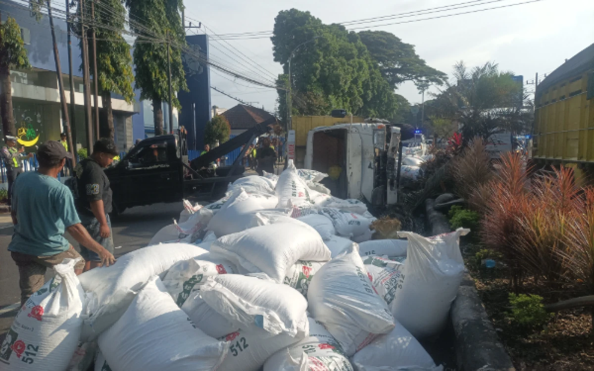 Thumbnail Berita - Truk Pakan Ayam Terguling di Balearjosari Malang, Libatkan Bus Bagong hingga Macet 3 Km!