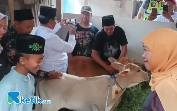 Thumbnail Datangi Rumah dan Serahkan Sepasang Pedet, Gubernur Khofifah Doakan Nanda Jadi Peternak Top