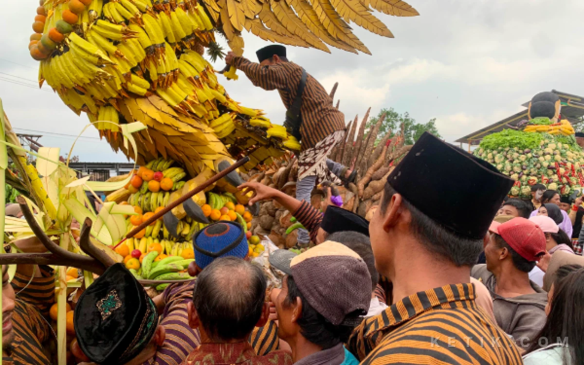 Thumbnail Berita - Selamatan Desa Bumiaji, 12 Tumpeng Hasil Bumi Diserbu Warga