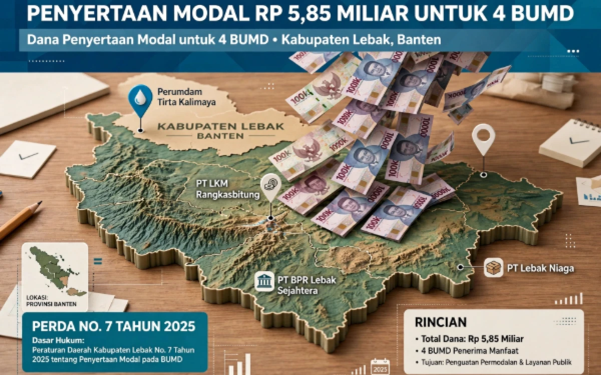 Thumbnail Berita - Mengacu Perda No 7/2025, Pemkab Lebak Siapkan Modal Rp 5,85 Miliar untuk 4 BUMD