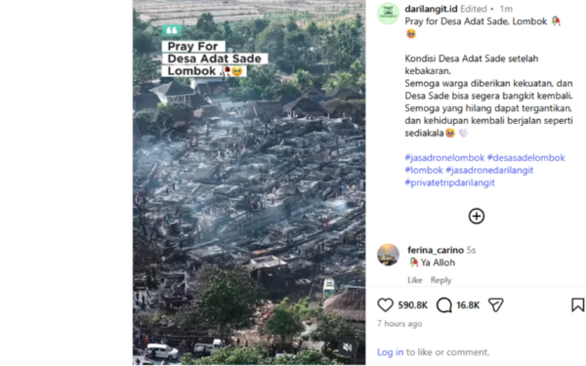 Thumbnail Berita - 120 Rumah Adat di Kampung Sade Lombok Ludes Terbakar